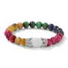 Original, de nicho, popular en Europa y América, piedra volcánica de 8 mm, ágata roja, ojo de tigre, pulsera de cuentas hechas a mano con corona al por mayor