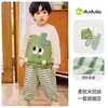 Conjunto Polo Infantil Família DopamineDudu Outono Calça de Manga Curta para Meninos Roupa de Outono Conjunto de Duas Peças para Meninas
