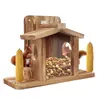 Comedouro de Hamster de Madeira Caixa de Alimentação Suspensa para Jardim Exterior Casa Pequena de Madeira Sólida Comedouro para Pássaros Caixa de Alimentação para Esquilo