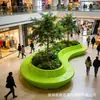 Assentos de Piscina em Forma de Árvore de Fibra de Vidro, Conjunto de Mesa e Cadeiras para Paisagismo de Jardim Externo, Parque, Lazer Público, Banco Irregular ao Redor de Árvore