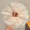 Elástico de Cabelo de Renda Estilo Coreano para Rabo de Cavalo, Scrunchie Grande, Elástico para Coque, Acessório de Cabelo de Luxo para Meninas