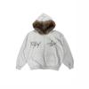 Amazon Europeu e Americano 2026 Moletom com Zíper Estampado Unissex Retrô com Gola de Pelo Jaqueta Retrô Moletom Streetwear