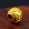 Moneda redonda sólida 3D con cuentas sueltas de oro de Vietnam bañadas en latón, moneda de oro de 24 quilates, accesorios para pulseras DIY