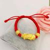 Pulsera de cuerda roja sólida y valiente chapada en oro de latón, joyería chapada en imitación de oro, pulsera tejida a mano para enamorados, venta al por mayor