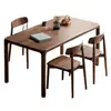 Mesa de comedor moderna de madera maciza color nogal negro, rectangular, de lujo ligero, diseño minimalista, fácil de montar y desmontar, adecuada para uso doméstico como mesa de té, mesa de comedor o escritorio de madera