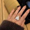 Europa e Estados Unidos e-commerce transfronteiriço joias tendência anel exagerado de coração de pêssego todo cravejado de diamantes anel de amor ajustável aberto para mulheres atacado
