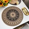 Tapete de juta Tapete de mesa tecido de Natal Tapete de mesa impresso Tapete de isolamento de bola de pele Guardanapo vintage Tapete decorativo de linho de algodão
