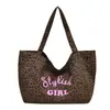 Outono 2026 Estilo Coreano Casual Bolsa de Grande Capacidade Bolsa de Lona Feminina Bolsa Tote Estampa de Leopardo Bolsa Estilo Preguiçoso Bolsa de Ombro Único Transversal