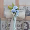 Nuevos tiradores de puerta florales versátiles para respaldo de silla de boda al aire libre, decoraciones florales para escaleras, decoraciones para coche de boda en la iglesia y accesorios florales artificiales.