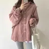 Camisa de Pana para Mujer de Manga Larga 2024 Otoño Nuevo Diseño con Sentido Estilo Coreano Estilo Hong Kong Retro Holgada Camisa Chaqueta Fina