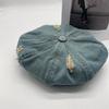 Boina rasgada em jeans para mulheres primavera e verão novo chapéu de nuvem all-Match vintage lavado angustiado com aparência de rosto pequeno chapéu octogonal
