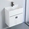 Conjunto de Gabinete de Banheiro de Alumínio Pequeno e Compacto, Lavatório Mini Longo Ultranarrow para Banheiros Pequenos