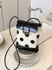 Bolsa para Teléfono de Lino Ins Estilo Coreano con Lunares 2026 Nuevo de Verano Versátil Bolso Cubo para Viajes Diarios con Hebilla de Bambú Bolso Cruzado