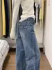 Jeans Reto Lavado Estilo Vintage para Mulheres, Nova Coleção de Primavera, Tamanho Petite, Cintura Média-Baixa, Calça Skinny de Perna Larga