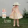 Vestido Floral para Bebê Menina Jellybaby 2026 Verão Novo Vestido de Menina 100% Algodão Doce Estilo Francês Conjunto