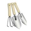 Venta al por mayor del fabricante Juego de herramientas de jardinería para pala, juego de tres piezas para plantar verduras, cultivar flores, aflojar la tierra y recoger conchas marinas, con mango de roble