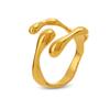 Anillo europeo y americano simple hueco de acero de titanio para mujer forma de cruz de tenedor anillo de bambú acero de titanio galvanoplastia oro de 18k venta al por mayor