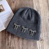 Blogger ins de Corea del Sur con gorro de lana de punto con lazo para mujer otoño e invierno moda coreana cálido combina con todo gorro para el frío