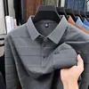 Roupa de outono do papai: Camisa polo listrada com bolsos reais, camiseta masculina de manga longa para primavera e outono 2026 para meia-idade e idosos, top casual