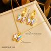 Moda transfronteriza nueva dulce niña gradiente mariposa diamante colgante acero inoxidable joyería collar pendientes joyería traje