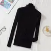 Suéter 2024 para Mujer Combinación Perfecta Color Sólido Cuello Alto Medio Camiseta Base de Punto Top de Manga Larga Otoño e Invierno Nuevo Ajustado Adelgazante