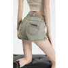 Shorts de Mezclilla Retro Americano para Mujer, Delgados de Verano Nuevo Estilo, de Cintura Alta, Adelgazantes, Sexy Bodycon de Línea A, Pantalones Cortos