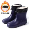 Botas de Chuva Moda Masculina Cano Curto Impermeáveis Sapatos Baixos Antiderrapantes Resistentes ao Desgaste com Forro de Lã Cozinha Trabalho Pesca Planas Botas de Chuva