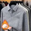 Venda Direta de Fábrica Mais Vendido Suéter Masculino de Inverno Falso Duas Peças Masculino Gola Lapela Plus Veludo Engrossado Estilo Pai Tricô Quente