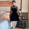 Vestido Negro de Terciopelo Estilo Hepburn para Mujer, Nueva Moda de Otoño, Elegante y Lujoso Vestido para Fiesta de Cumpleaños 80381