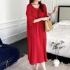 Estilo Nuevo 2026 Estilo Nacional Bata de Noche para Mujer, Verano Elegante y de Alta Gama Algodón Seda Ropa de Dormir, Nuevo Estilo Chino Vestido Largo de Algodón Seda para Vacaciones en la Costa