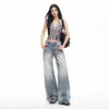 Vibras de Primavera: Pantalones Acampanados Lavados de Moda, Jeans Versátiles Adelgazantes de Largo Completo para Mujer, Pantalones Largos Azules Vintage