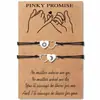 Pulsera Transfronteriza de Acero Inoxidable con Forma de Corazón Promesa Rosa Europea y Americana Tarjeta de Pareja Pulsera Tejida a Mano