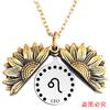 Collar con colgante de acero de titanio y girasol de las doce constelaciones transfronterizas europeas y americanas, regalo navideño con letras