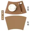 Porta-copos com Padrão de Couro de Vaca em Formato de Ventilador de Mesa Redondo Feito Sob Medida Porta-copos de Couro Estilo Ins À Prova d'Água Resistente a Óleo Resistente a Altas Temperaturas Tapete de Isolamento Térmico