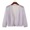 Camisa de Protetor Solar Top de Seda Gelo Suéter de Ar Condicionado Cardigan Feminino Verão Fino Meia Manga Decote V Jaqueta Pequena