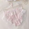 Calcinha Feminina Confortável e Fofa Estilo Japonês Fresca e Simples Três Cores Renda Bordada Princesa Estudante Cintura Média Triângulo