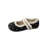 Aumento de Altura Interior de Invierno Lazo 2026 Punta Fina Tacón de Bolso Estilo Coreano Zapatos de Algodón Luna Zapatos de Algodón con Felpa Slip-on Suela Suave Zapatos Individuales
