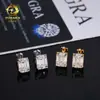 Brinco de Pressão Novo Europeu e Americano Transfronteiriço em Prata S925 Inlaid Moissanita Corte Esmeralda 3Ct Hip-Hop Brincos Simples Estilosos