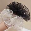 Anillo para el cabello de organza retro francesa para el intestino grueso, con perlas de alta calidad, para mujer, accesorio para el cabello negro.
