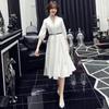 Vestido de Noche para Banquete 2026 Nuevo Estilo Blanco Elegante y Digno Vestido de Fiesta de Longitud Media para Socialité Sencillo y Elegante