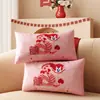 Cojín festivo para boda, cojín de sofá para la sala de estar, cojín rectangular rojo, un par de fundas de almohada con temática de boda para la cama nupcial