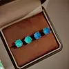 Pendientes de Zirconia Azul Paraiba con Corte de Fuegos Artificiales Coloridos Pendientes de Diamante Púrpura Rosa Rojo de Alto Carbono Pendientes Azul Klein