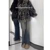 Jeans Acampanados Azules Vintage Deshilachados para Mujer, Novedad Otoño Talla Grande Cintura Alta que Cubre la Cadera Pantalones Acampanados Elásticos