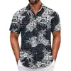 Camisa Havaiana Transfronteiriça Peça Única Masculina Praia Tamanho Grande Casual Estampada em 3D Manga Curta Camisa de Férias à Beira-Mar Tendência