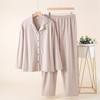 Pijama de Pareja para Otoño e Invierno, Engrosado con Terciopelo Alemán, Bordado de Color Sólido, Adecuado para Hombres y Mujeres, Se Puede Usar Afuera, Cálido, Suave, Cómodo Conjunto de Ropa de Casa