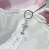 Nueva colección de serie de proteína azul de pendientes de acero de titanio médico, elegantes y versátiles, con diseños de trébol de cuatro hojas y cruz