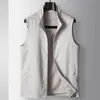 Chal Casual para Hombre 2026 Primavera/Verano Lujo Cuello Alto Cremallera Tejido Lana Sin Mangas Chaqueta Estilo Old Money de Gama Alta