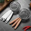 Acero inoxidable oreja puntiaguda mango de madera colador pequeño casero cocina leche de soya jugo filtro de residuos de té herramientas de repostería tamiz para harina