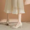 Zapatos de Tacón Alto con Pedrería Perla Francesa 2024 Nuevos Zapatos Principales para Boda Novia Tacón de Aguja Apuntado Elegante Zapatos de Salón que No Cansan