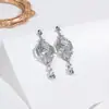 Aretes cuadrados con colgante chapados en oro real de 18k, aretes de moda artísticos, vintage y de estilo retro, joyería versátil y exquisita para mujeres